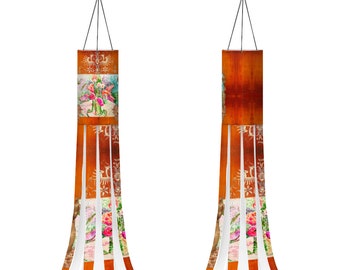 Orange Sukkah deco for Sukkot or  Halloween Windsocks（2 pack）Festival Decoration for the Holidays