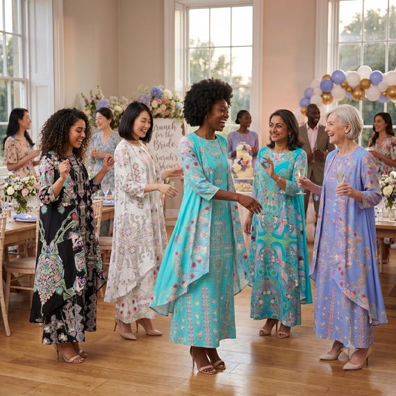 bohemian bridal shower dress Artistic Print Hemp Maxi and Cardigan Set Two-piece Women's Loungewear | Sustainable & Elegant Event Outfit Soft Fabric Breathable
