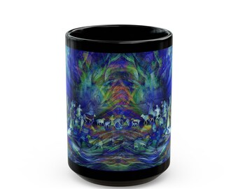 Crossing the Red Sea Blue Mug Biblical Design Mug original black ceramic Mug Black Mug (11oz, 15oz)