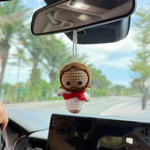 Spiderman Crochet Car Hanging Accessory, Superhero Rearview Mirror Charm, Handmade Spiderman Gift for Car, Marvel Amigurumi Car Decor Jesus
