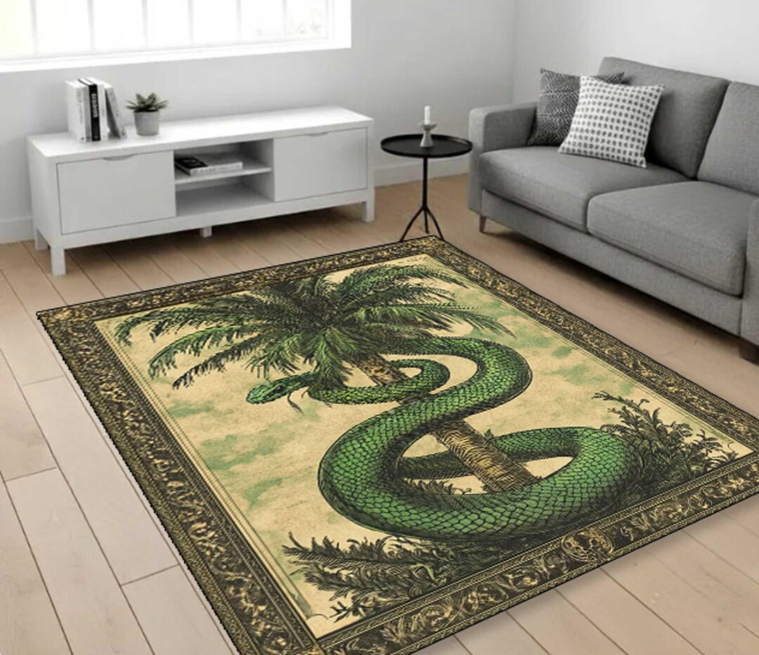 Snake Pattern Rug, Dark Academic Decor Rug, Gothic Botanical Rug ...