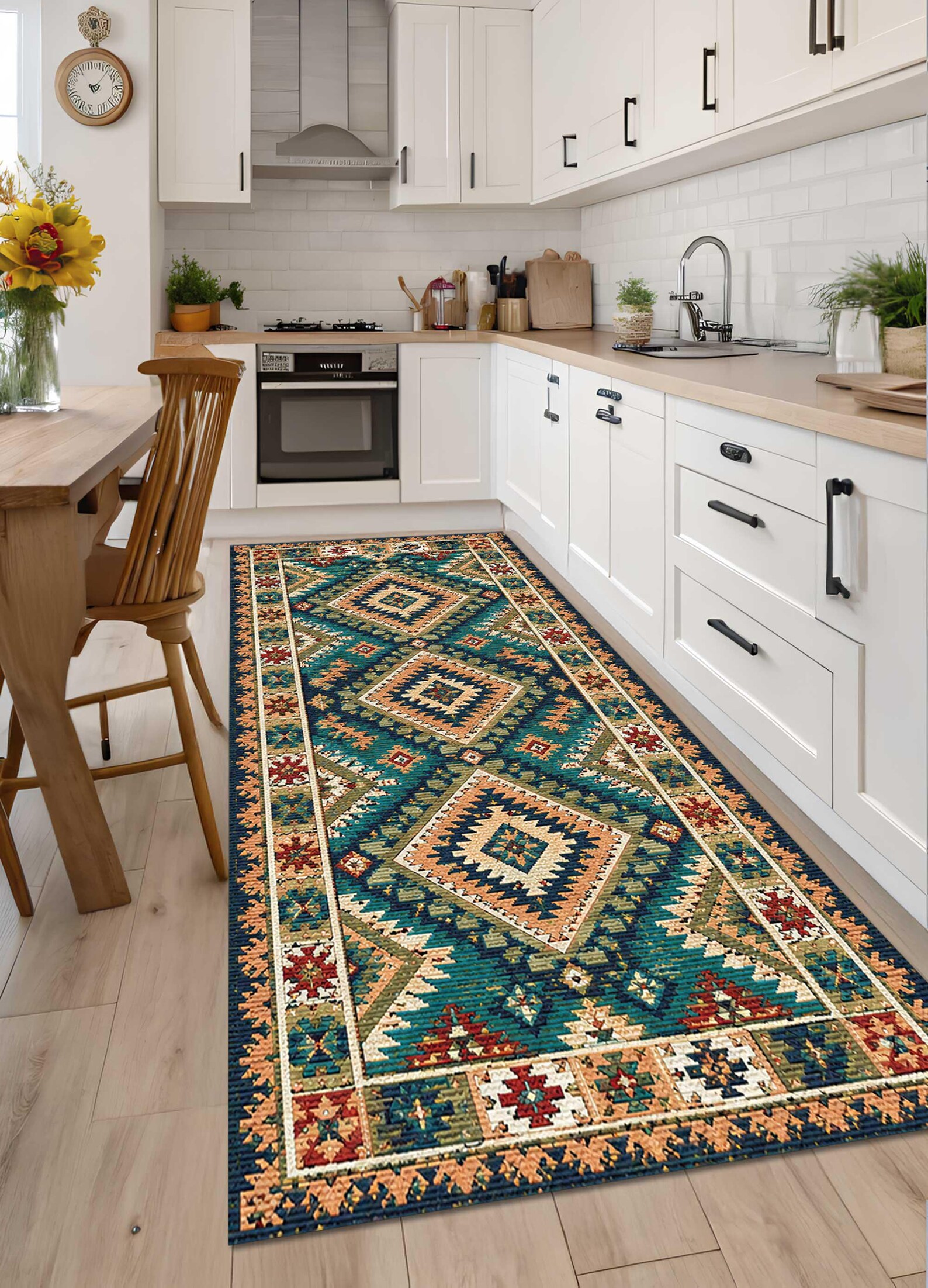 Aztec Runner Rug, Southwestern Kitchen Carpet, Tribal Hallway Runner ...