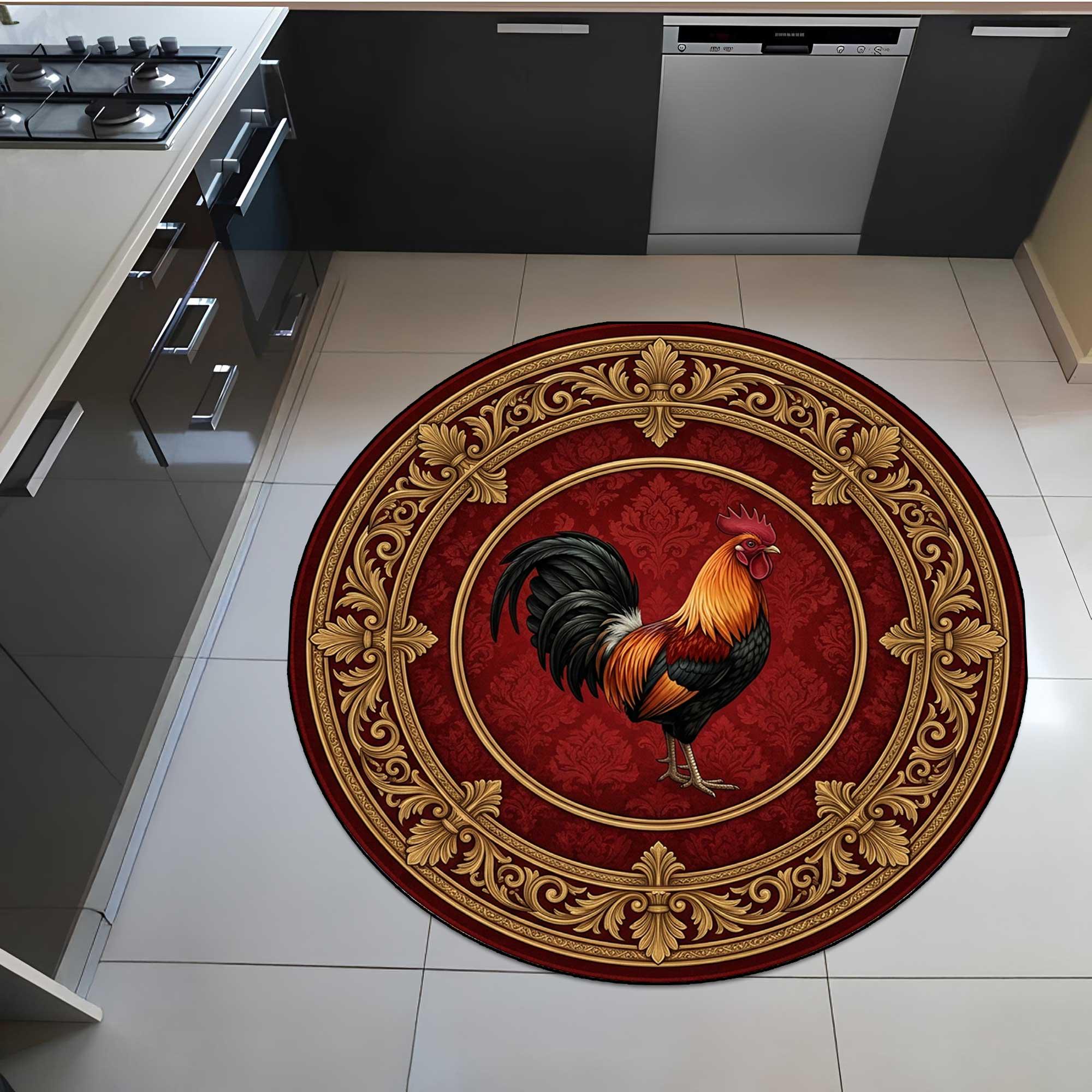 Chicken Kitchen Rug Rooster Pattern Kitchen Rug, Rural Kitchen Rug, Rustic Chicken Pattern ...