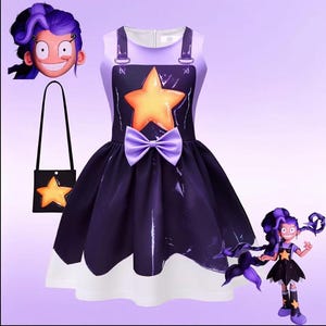 Bobitimelily キッズ コスプレドレス、ミルクシルク ノースリーブスカート、フリル裾、プリント