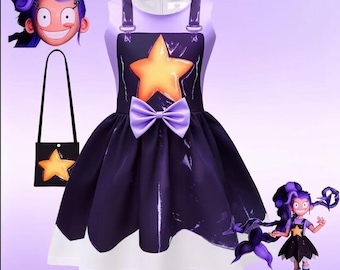 New Bobitimelily Kids Cosplay Dress, Milk Silk Sleeveless Skirt, Ruffle Hem, Printed