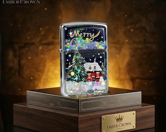 Accendino Zippo a forma di palla di neve natalizia, regalo di Natale, Zippo da collezione con tema natalizio, accendino Zippo con scena invernale, regalo di Natale per lui