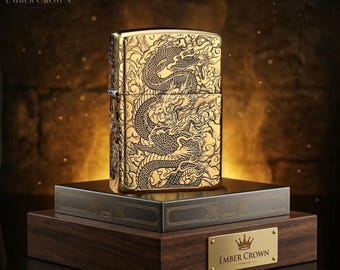Luxusdrache gravierte Zippo Feuerzeug Geschenk, Gold Dragon Art Zippo Sammlerstück, Geburtstagsgeschenk für ihn, Vatertagsgeschenk, Herren Geschenkidee