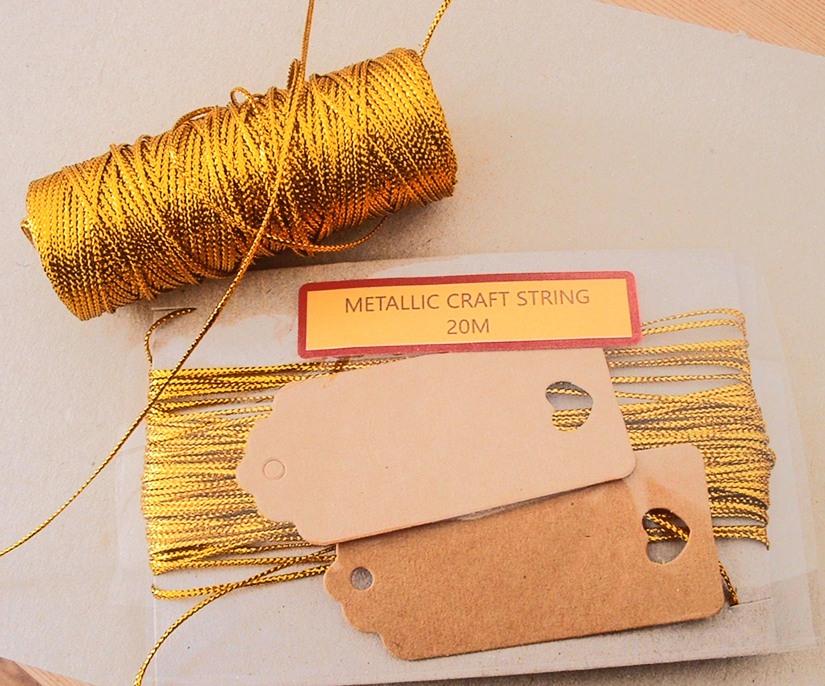 100m Gold Twine String for Arts and Crafts, Gold Thread Christmas Gift  Wrapping Accessories, Bakers Twine, Christmas Card/gift Tag Making UK -   Denmark