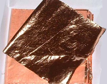 100  Copper Leaf Foil Sheets 7cm x 7cm for Arts Crafts Gilding etc