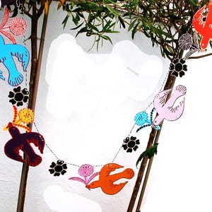 Handmade &#39;Birds with Flowers (2)&#39;  Garland/Banner 4m printed both sides,ready strung