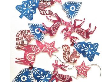 Nordic Animals Garland: Folk Art Cardstock Holiday Decor