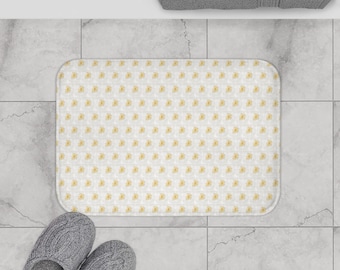 Gelbe Gänseblümchen-Muster-Badematte | Minimales Polka Design