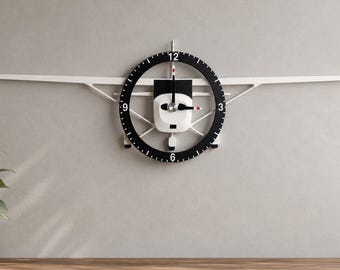 High Wing Airplane Clock - Scale Aircraft Wall Clock with USA Mechanism & Glow-in-the-Dark Hands
