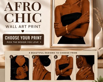 Afro Chic Black Woman Wall Art Print | Modern Afrocentric Portrait Poster