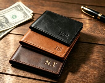 Personalized leather wallet, Engraved Wallet with RFID, men's wallet, leather wallet, boyfriend gift, dad gift，Father's Day gift