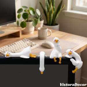 Pato de resina, amigo monitor, brinquedo de mesa divertido, decoração de escritório em estilo desenho animado, presente para ela.