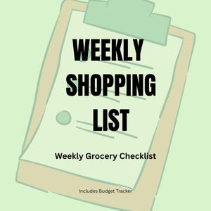Weekly Shopping List Template Printable | Weekly Grocery Checklist | Budget Food Shop Planner Uk
