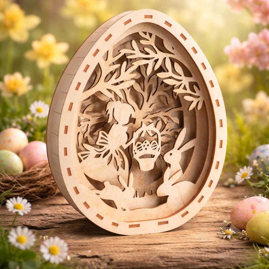 Layered Easter Egg SVG | 3D Wooden Decor Laser Cut File (digital ...