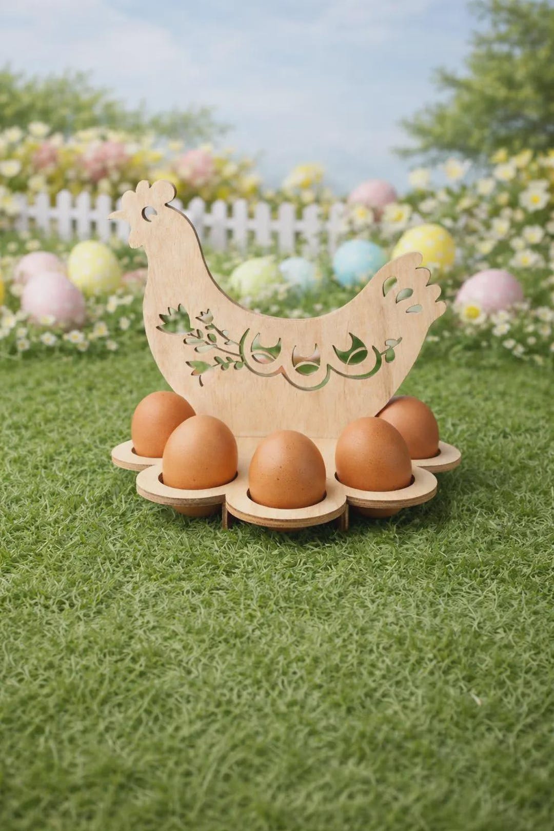 Laser Cut Easter Egg Holder SVG | Chicken Stand File (4mm Wood, Digital ...