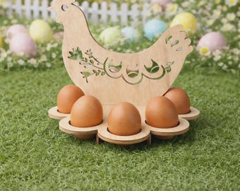 Archivo SVG de soporte para huevos de Pascua cortado con láser (madera de 4 mm, descarga digital)