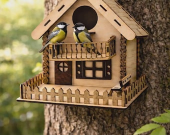 3D Laser Cut Birdhouse SVG | Miniature Wooden Model File for 3mm Wood (Digital Download)