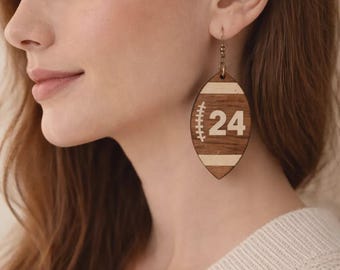 Football Earrings SVG | Custom Numbered Laser Cut Jewelry Design (Digital Download)