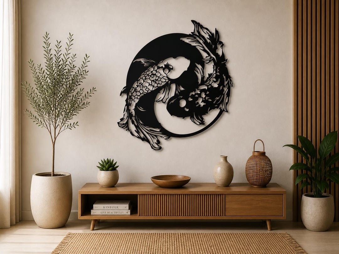 Yin Yang Koi Fish SVG | Japanese Zen Wall Art File (laser Cut) - Etsy