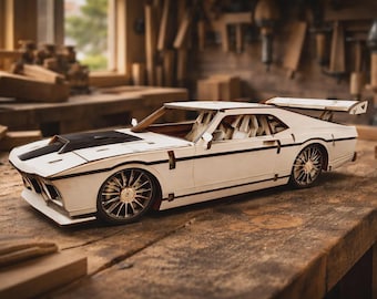 Modelo de rompecabezas 3D de coche deportivo cortado con láser – Plantilla SVG de madera para material de 3 mm