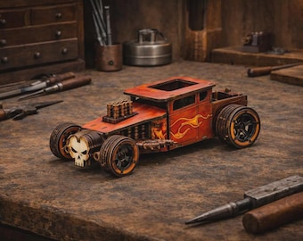 Wooden Bone Shaker Car 3D Puzzle SVG – Laser Cut Model With Video Assembly Instructions