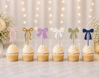 Bow Cupcake Topper SVG Bundle | Laser Cut Ribbon Cake Decor (SVG Files)