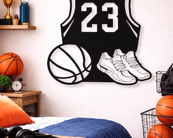 Personalized Basketball Jersey Wall Art | Custom Name Sports Decor (SVG)