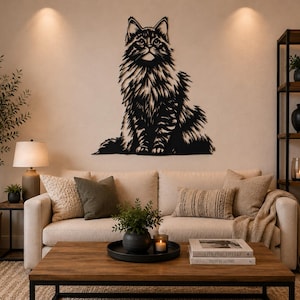 Long Haired Cat SVG Wall Art | Laser Cut Animal Decor (Digital Download)