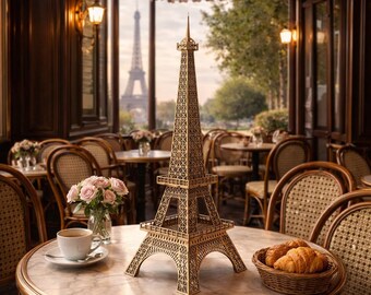 Modelo 3D de la Torre Eiffel cortado con láser (3 mm) SVG/Archivo de rompecabezas de madera de París
