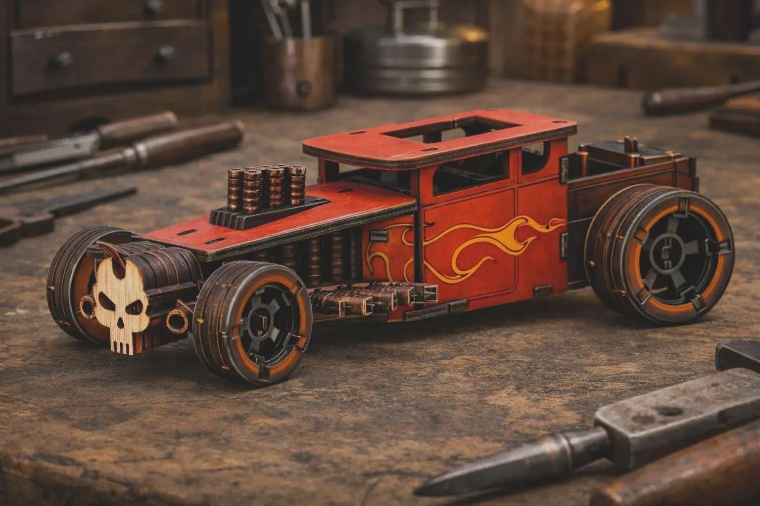 Laser Cut Wooden Car SVG Bundle Hot Rod, Sport Car, Bone Shaker ...