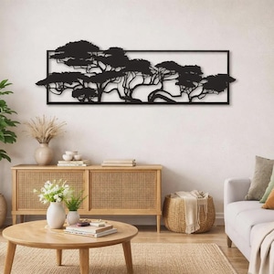 Panel de árbol cortado con láser / Arte mural forestal SVG (descarga digital)