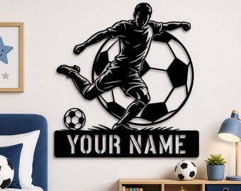 Personalized Soccer Player Wall Art SVG | Custom Sports Name Sign (Laser Cut)