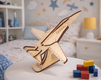 Rompecabezas de madera 3D del avión de combate F-14 SVG / Archivo de modelo de avión cortado con láser (3 mm)