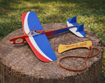 Archivo SVG de corte láser para planeador con catapulta / Lanzador de avión de madera / Juguete volador DIY / SVG de 2 mm