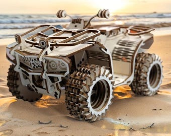 3D Holz ATV Quad Bike Bausatz | Laser Cut SVG-Datei für DIY Handwerk