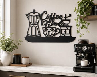 Archivo SVG para la hora del café / Cafetera moka, taza, molinillo (descarga digital)
