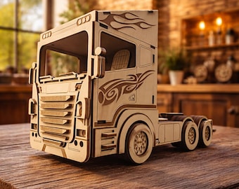 3D Wooden Truck Puzzle Laser Cut 3mm SVG Design