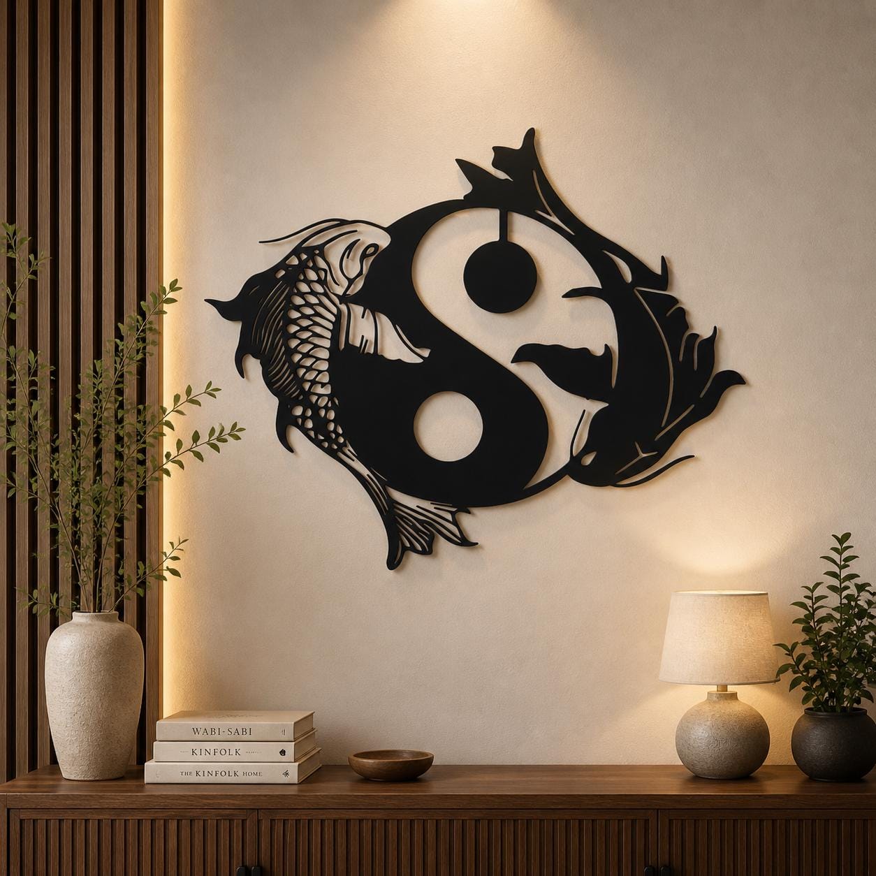 Yin Yang Koi Fish Wall Art SVG | Japanese Zen Laser Cut File (SVG) - Etsy