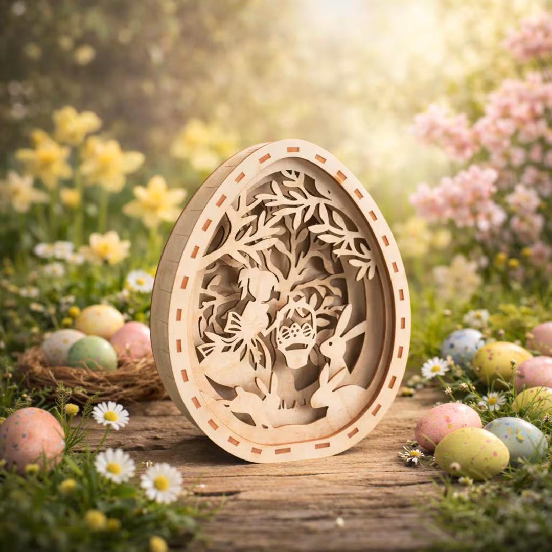 Layered Easter Egg SVG | 3D Wooden Decor Laser Cut File (digital ...