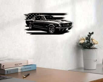 Arte mural clásico de muscle car en formato SVG / Decoración vintage americana (descarga digital)