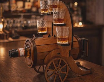 Laser Cut Cannon Wine Bottle & Glass Holder 6mm – SVG Pattern