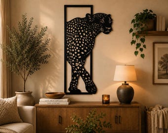 Decoración de pared con diseño de guepardo, SVG geométrico de animal de safari (descarga digital)