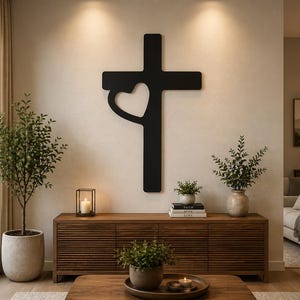 Cross Heart SVG | Faith Love Hope Religious Wall Art (Laser Cut File)