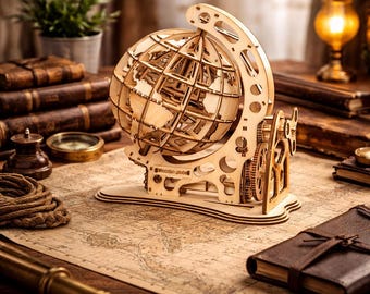 Laser Cut Globe 3mm SVG File – 3D Wooden Model | DIY Globe | Layered World Map
