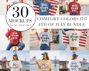 4th of July Mockup Bundle, Comfort Colors 1717 Patriotic Mockup, CC1717 Shirt Mockup, POD Mockup Bundle