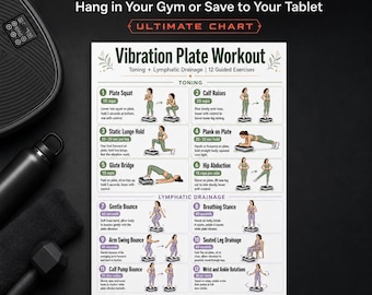 Vibrationsplatte Workout Chart PDF, druckbare Übungsanleitung für Home Fitness, Toning & Lymphdrainage
